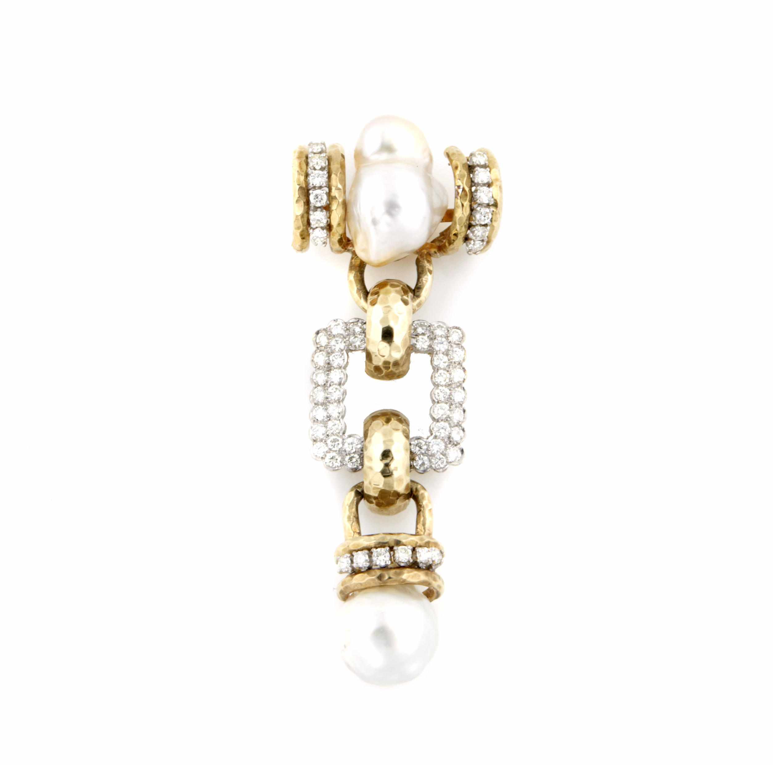 Appraisal: A cultured pearl diamond and k bicolor gold pendant enhancer