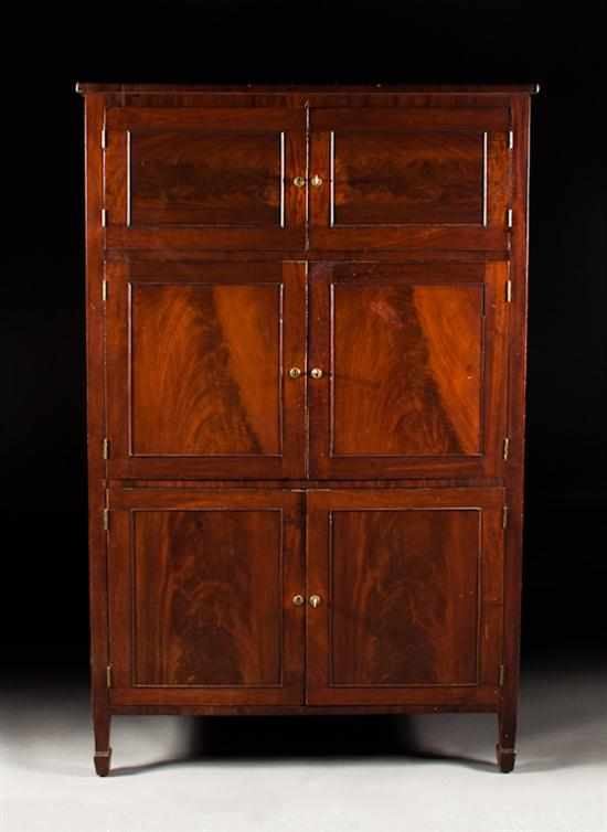 Appraisal: Federal mahogany linen press Maryland circa each with three pairs