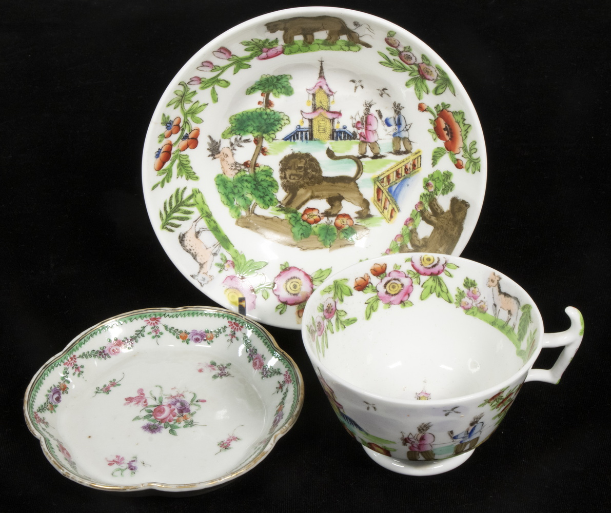 Appraisal: PCS EARLY PORCELAIN Including th c cup saucer set with