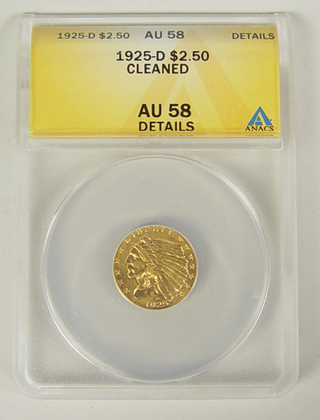 Appraisal: -D Indian Gold Coin ANACS certified and graded AU details