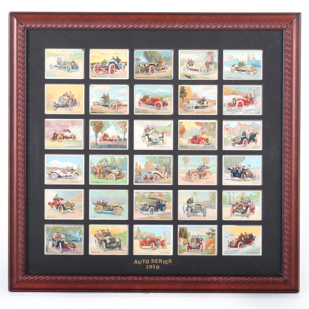 Appraisal: LOT OF FRAMED TURKEY RED AUTO SERIES TRADING CARDSLot of