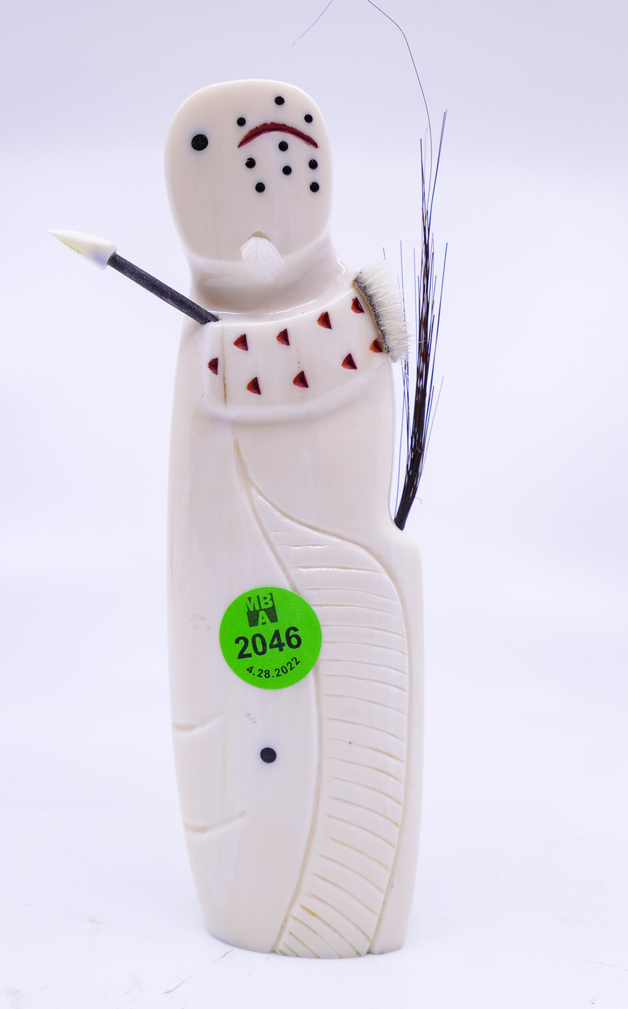 Appraisal: Jerome Saclamana Inupiat Whale Shaman Scrimshawed Figure- ''