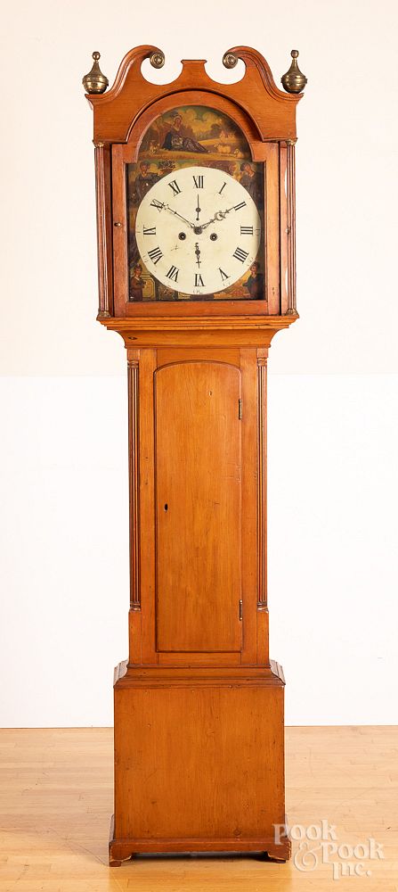 Appraisal: Pine tall case clock early th c Pine tall case