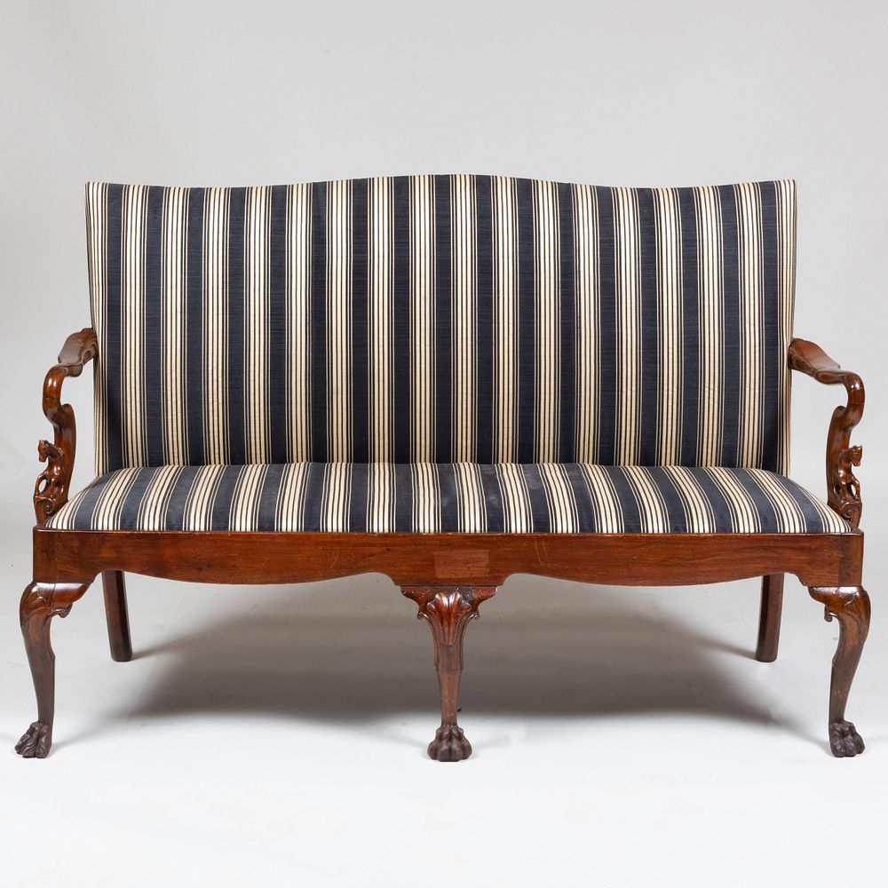 Appraisal: George II Provincial Carved Mahogany Settee x ft in x