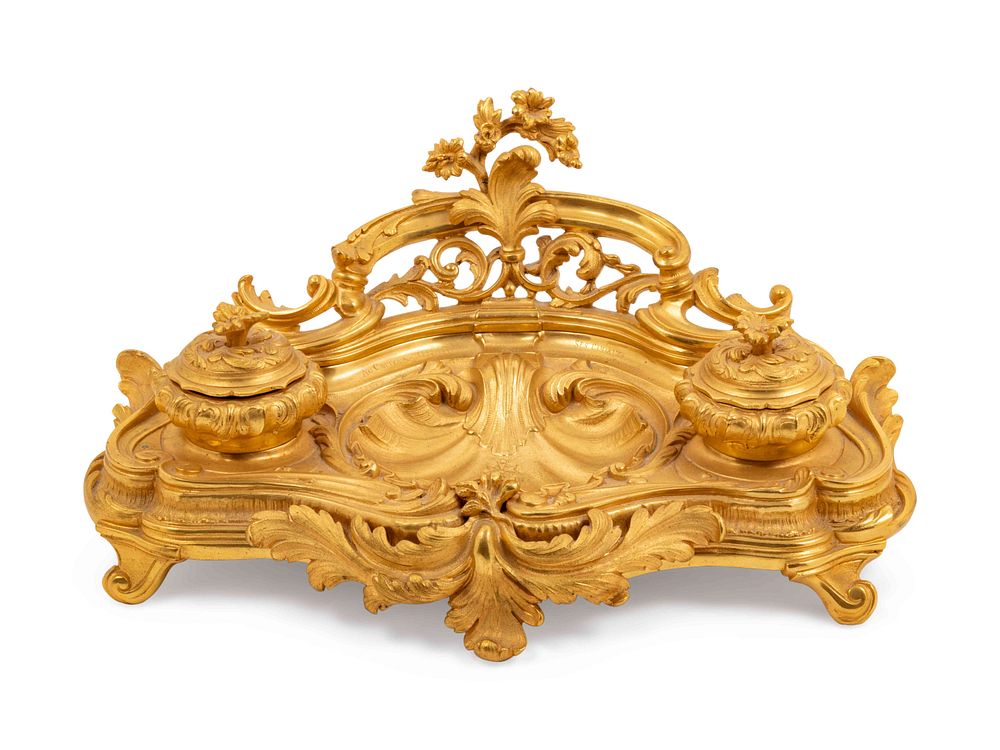 Appraisal: A Louis XV Style Gilt Bronze Encrier A Louis XV