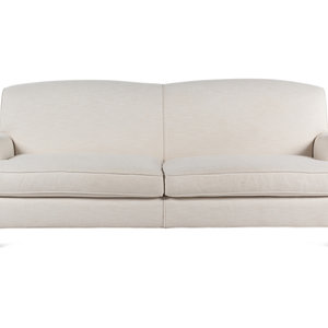 Appraisal: An Off-White Linen Upholstered Bridgewater Sofa th Century on casters