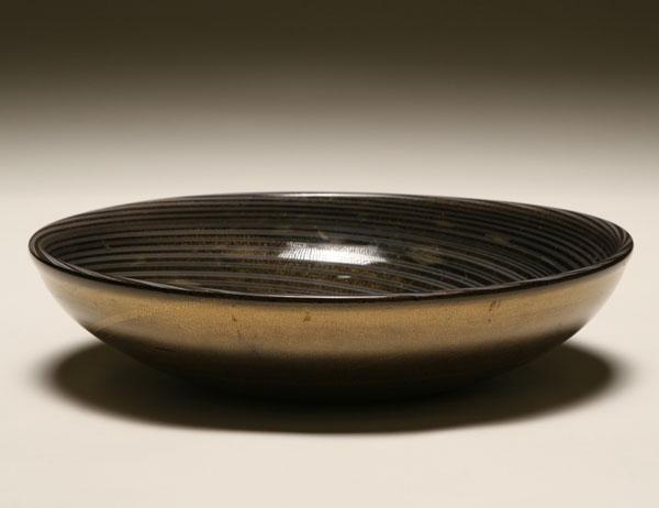 Appraisal: VAMSA glass bowl by Alfredo Barbini Black body internally decorated