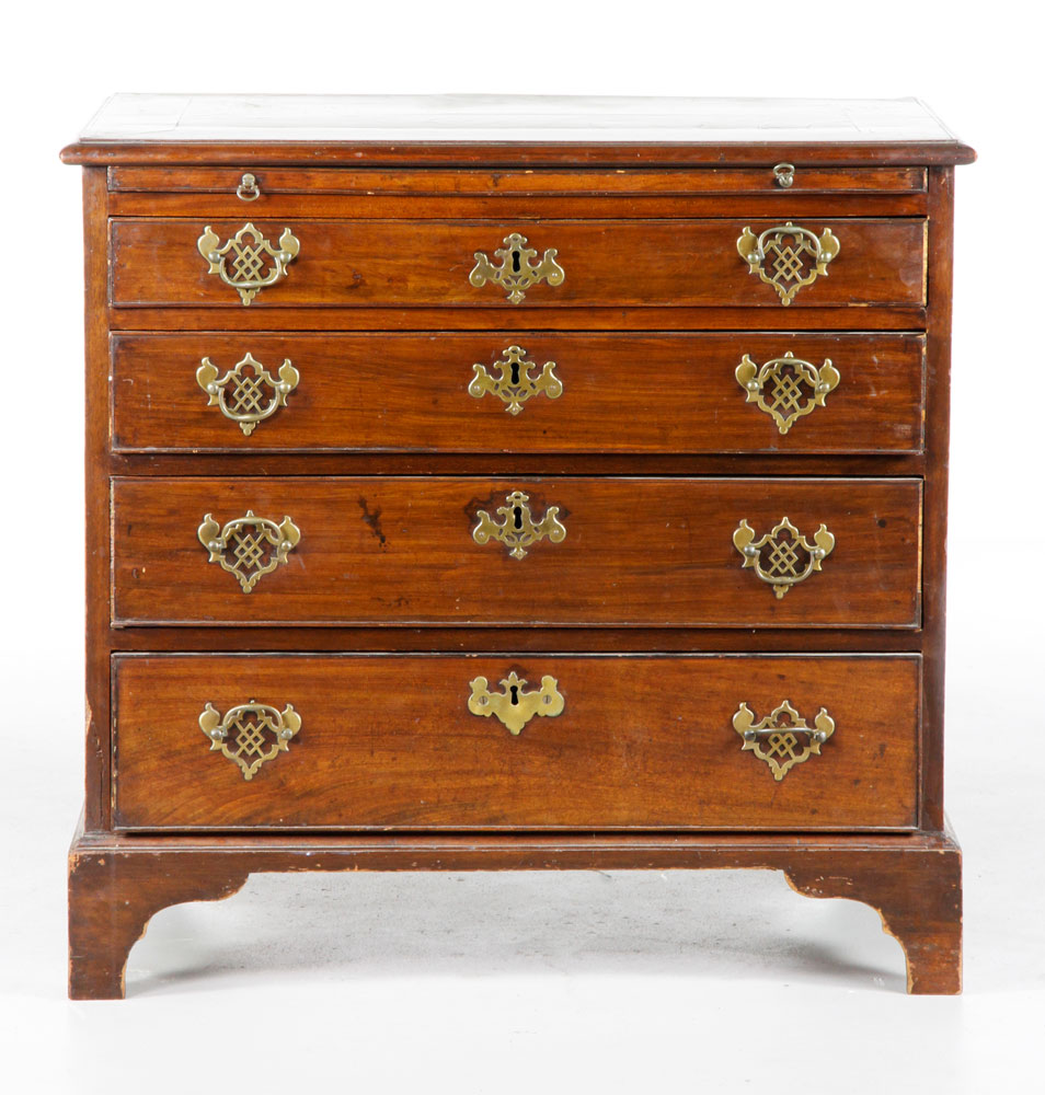 Appraisal: - th C Mahogany Bachelor's Chest th century Chippendale bachelor's