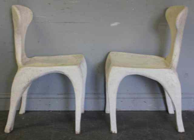 Appraisal: Unusual Signed Pair of Midcentury Resin Side ChairArtist monogrammed From