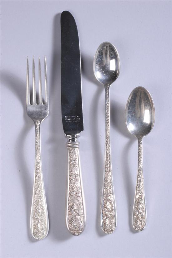 Appraisal: PIECES STIEFF STERLING SILVER FLATWARE Corsage pattern Including six of