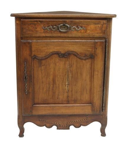 Appraisal: French Provincial Louis XV style walnut corner cabinet th c