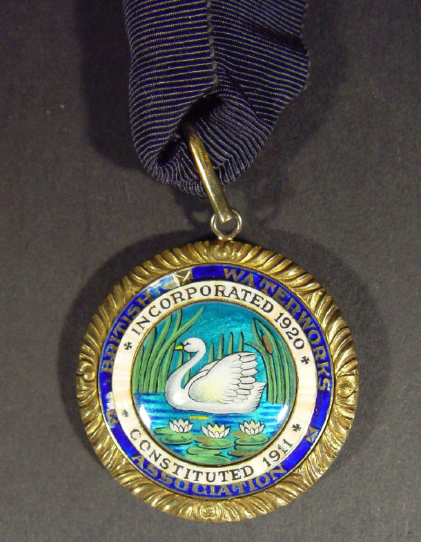 Appraisal: Silver gilt and enamel British Waterworks Association medal dated produced