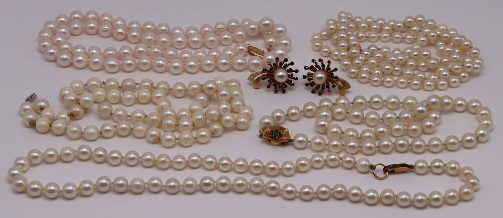 Appraisal: JEWELRY Pearl Jewelry Grouping Includes a single strand of individually