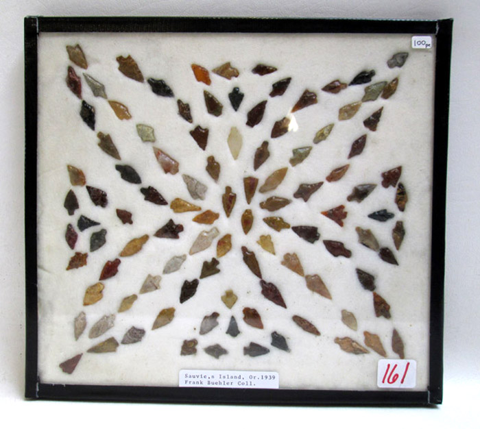 Appraisal: CASED COLLECTION OF ONE HUNDRED ARROWHEADS from the Frank Buehler