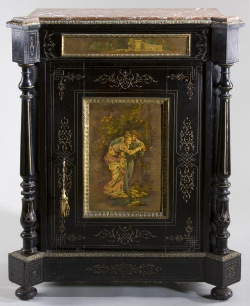 Appraisal: Continental Belle Epoque Cabinet circa fitted rouge marble top over