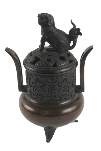 Appraisal: A JAPANESE BRONZE INCENSE BURNER Meiji Period having an ornate