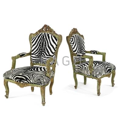 Appraisal: LOUIS XV STYLE Pair of bergeres thc Carved and painted