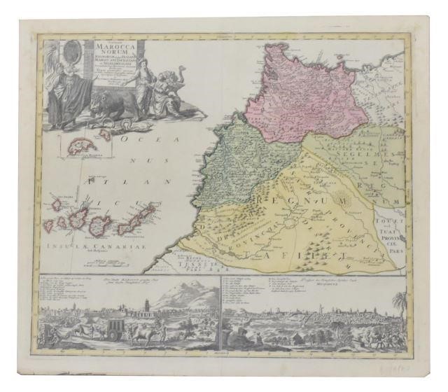 Appraisal: Unframed map engraving on paper Statuum Marocca Norum Johann Christoph