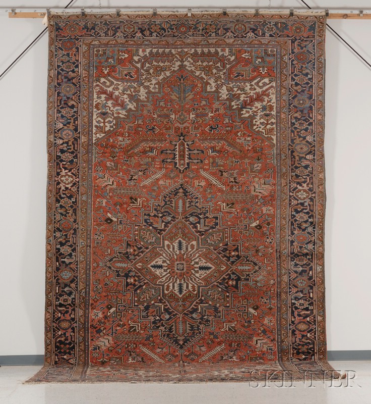 Appraisal: Heriz Carpet Northwest Persia second quarter th century small areas