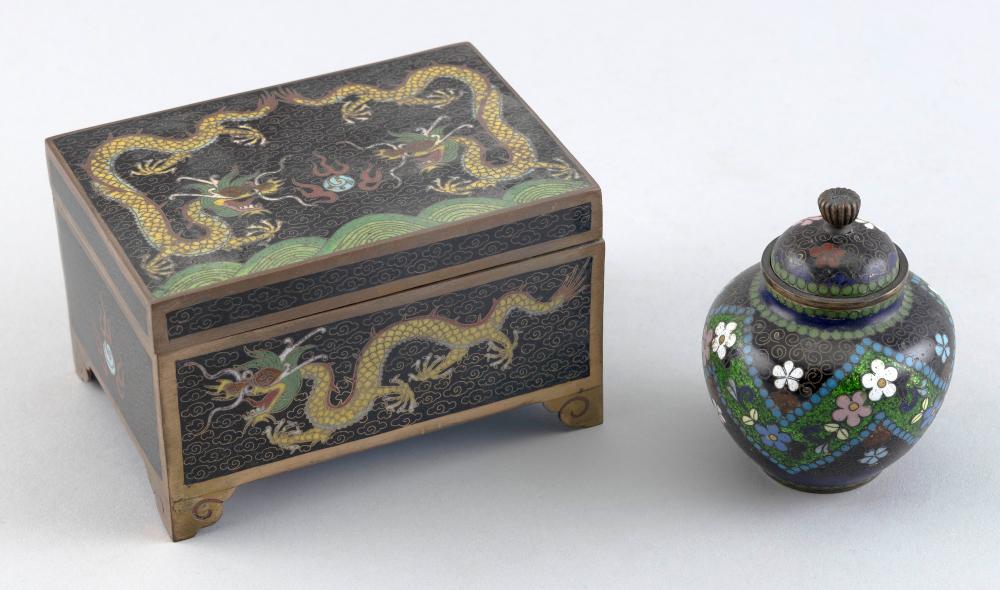 Appraisal: TWO PIECES OF CHINESE CLOISONN ENAMEL LATE TH CENTURYTWO PIECES