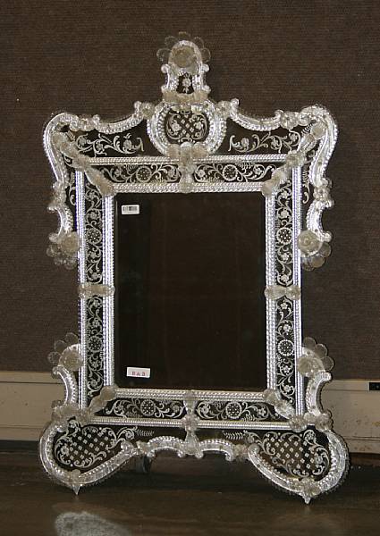 Appraisal: A Venetian Rococo style etched glass mirror th century height