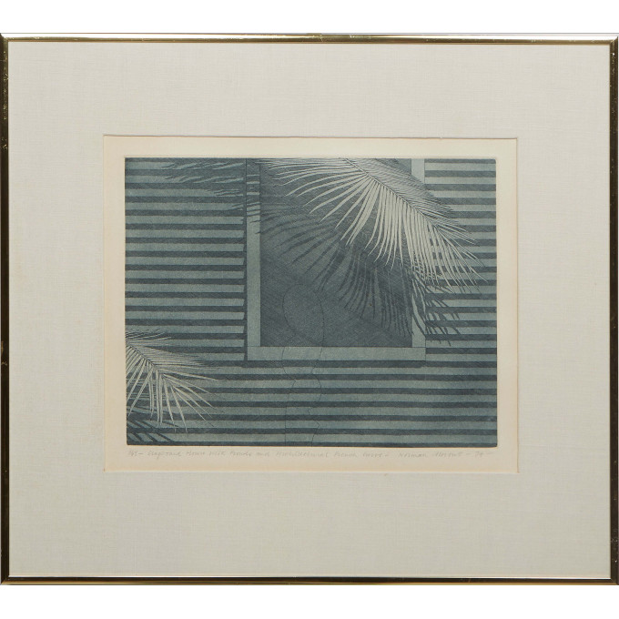 Appraisal: Norman Stevens English - Clapboard House with Fronds and Architectural