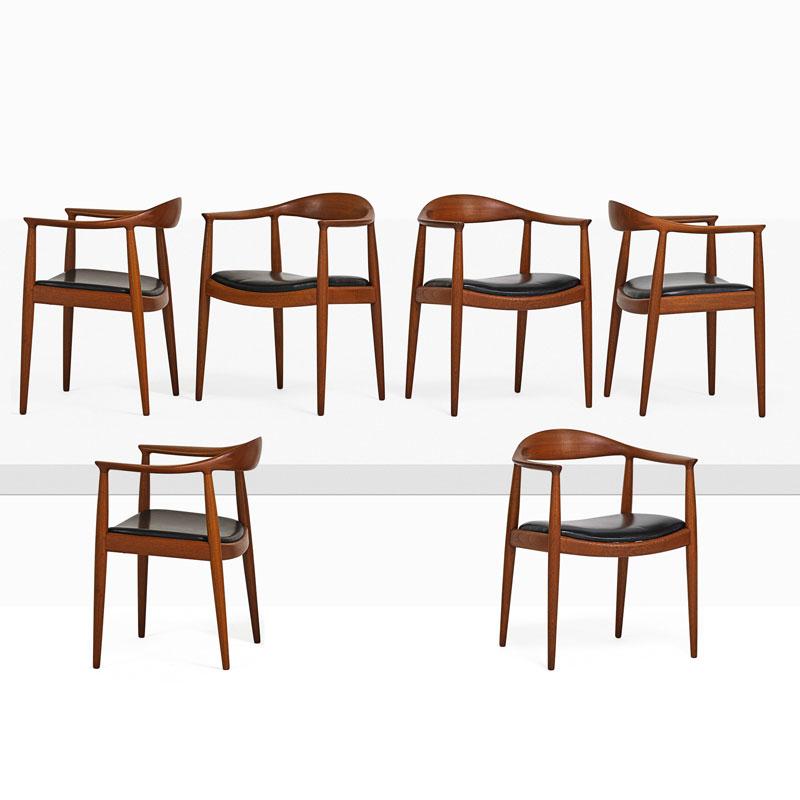 Appraisal: HANS WEGNER JOHANNES HANSEN Six The Chair Condition Report Refinished