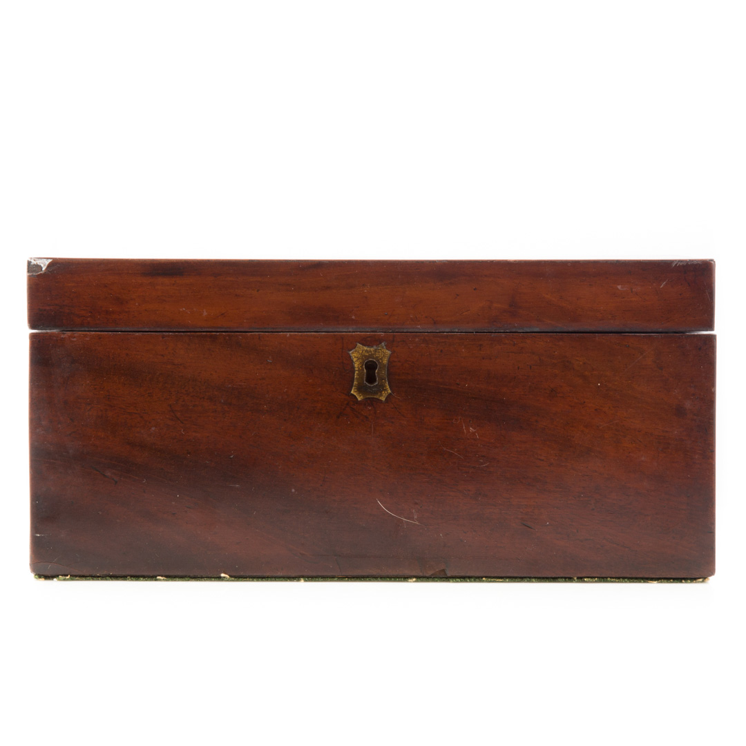 Appraisal: George IV mahogany tea caddy circa fitted interior with two