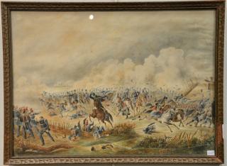 Appraisal: Civil War Battle Scene watercolor on paper unsigned x Civil