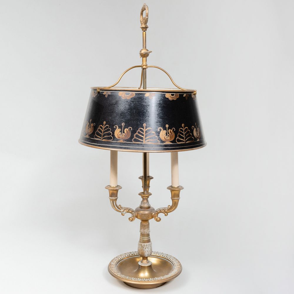 Appraisal: Louis XVI Brass Bouliette Lamp with a T le Shade