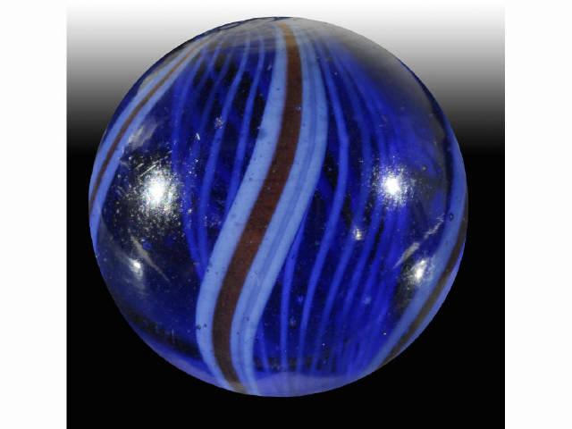 Appraisal: Blue Glass Swirl Marble Description Blue glass with latticino swirl