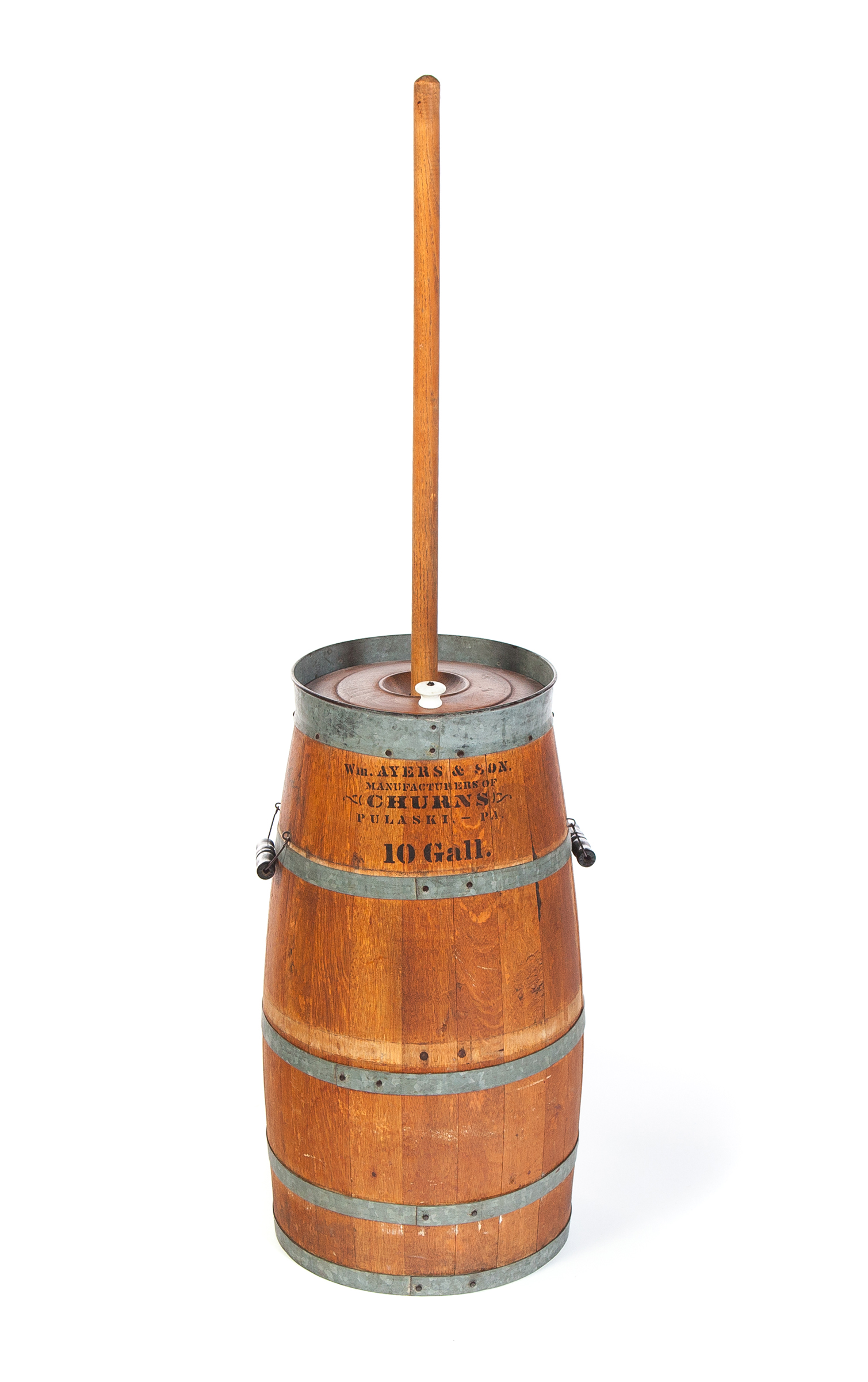 Appraisal: WILLIAM AYERS AND SONS TEN GALLON BUTTER CHURN American Circa