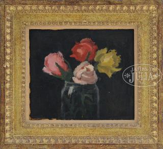 Appraisal: ROBERT KULICKE American - ROSES IN A VASE Oil on