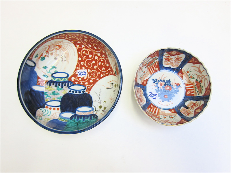 Appraisal: TWO MEIJI JAPANESE IMARI BOWLS the first of traditional form