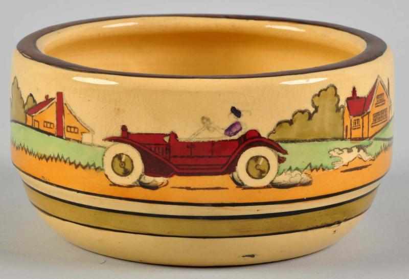 Appraisal: Roseville Touring Pattern Pottery Bowl Open air car with lady