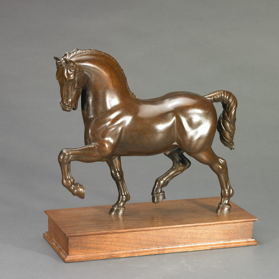 Appraisal: Patinated Bronze Figure of a Horse Modelled After da Vincis