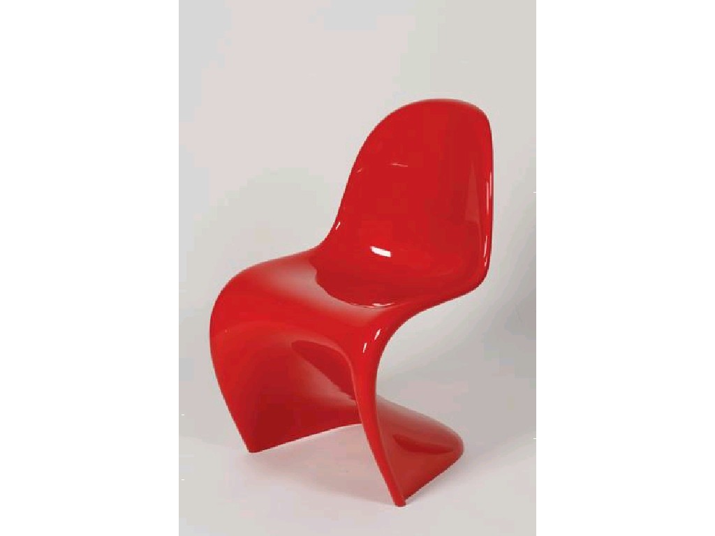 Appraisal: VERNER PANTON A RED PLASTIC PANTON CHAIR with stamped signature