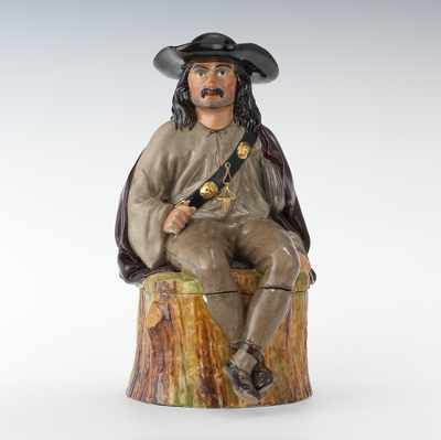 Appraisal: A Full Figural Seated Explorer Tobacco Jar Porcelain with gloss