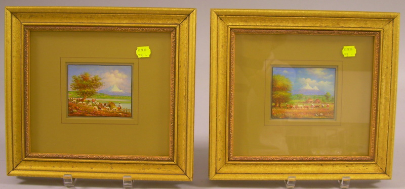 Appraisal: Four Framed Oil on Paper Landscapes by Oswaldo Moncayo Ecuadorian