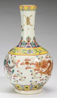 Appraisal: Chinese famille rose phoenix dragon vase h Chinese famille rose