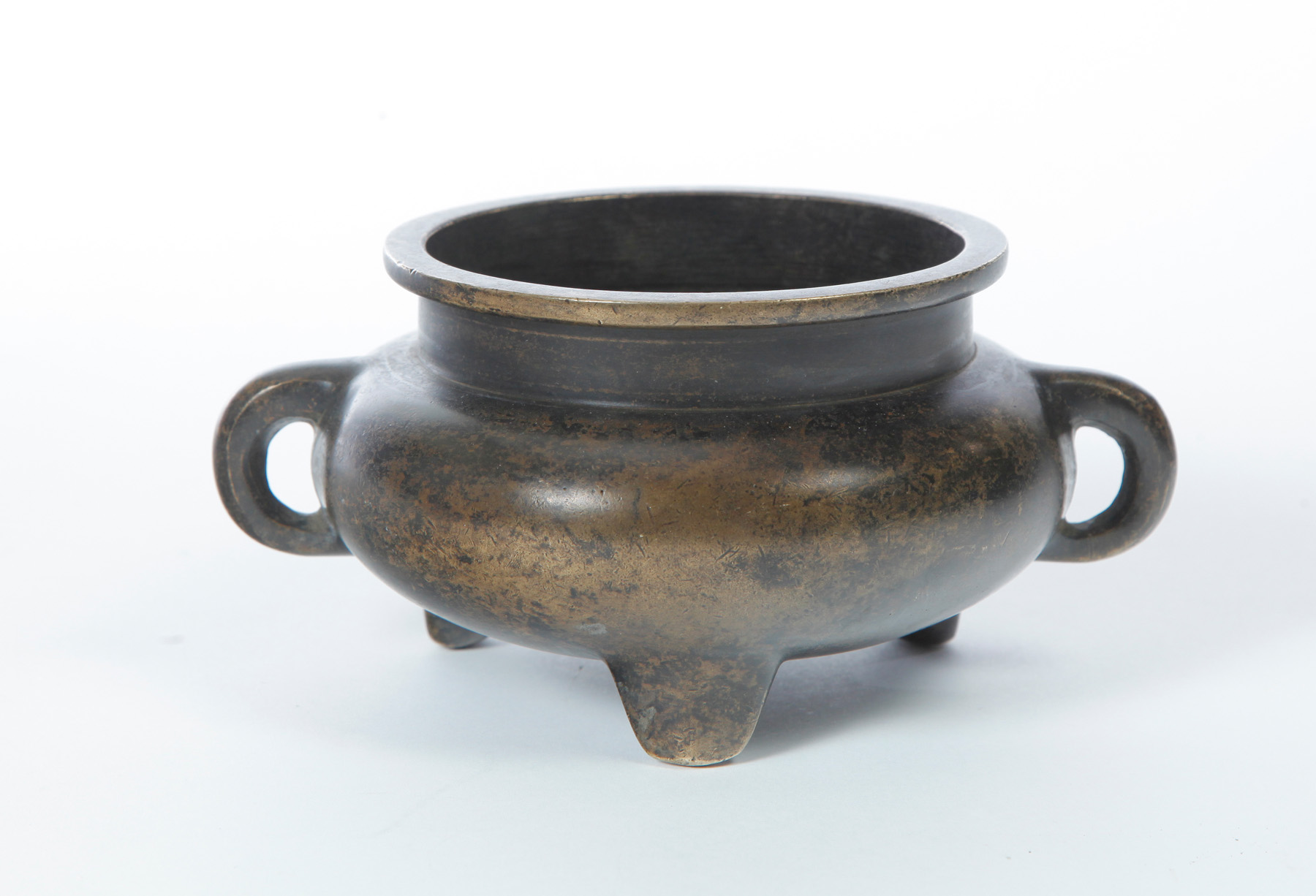 Appraisal: CHINESE BRONZE BOWL Nineteenth century Dark patina Three feet and