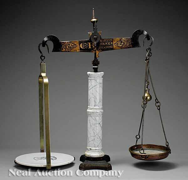 Appraisal: An Antique English Painted Cast Iron Porcelain and Brass Scale