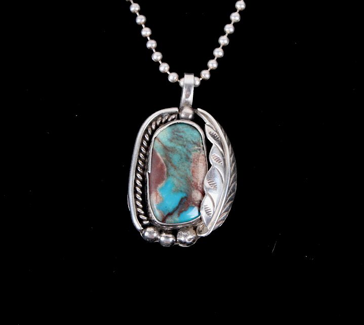 Appraisal: Navajo Sterling Silver Bisbee Turquoise Necklace Available for your bidding