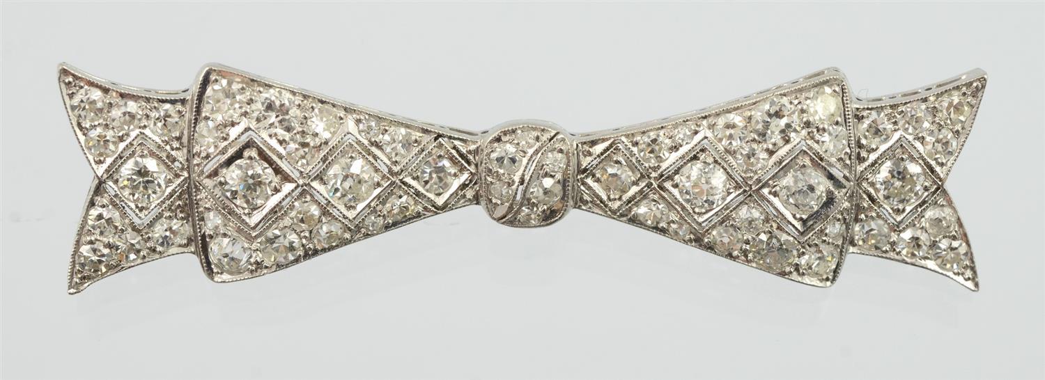 Appraisal: K White Gold and CT approx Diamond Bow Pin -