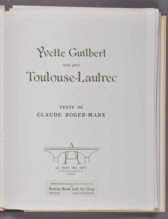 Appraisal: LAUTREC ROGER-MARX CLAUDE YVETTE GUILBERT VUE PAR TOULOUSE - LAUTREC