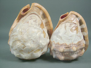 Appraisal: A th century Italian cameo carved conch shell depicting Hebe