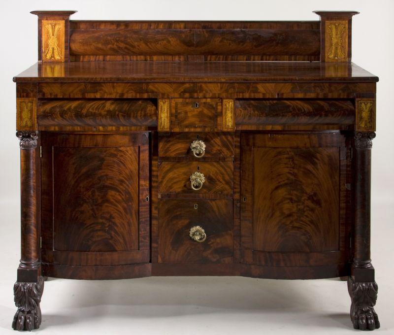 Appraisal: Philadelphia Stenciled Classical Sideboard circa mahogany and mahogany veneers with