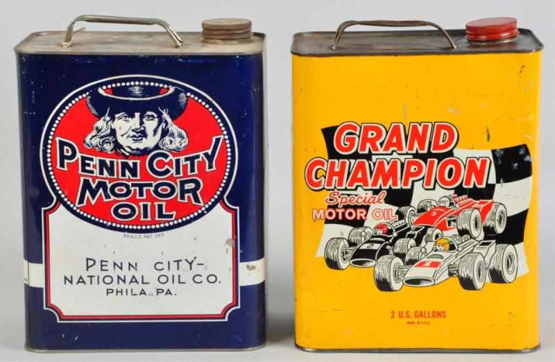 Appraisal: Penn City Grand Champion Motor Oil Cans Both are two-gallon