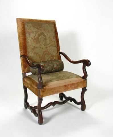 Appraisal: French Louis XIII style armchair ca with mutton leg inches