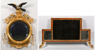 Appraisal: Decorative Gilt Mirrors incl Bullseye st item Continental stained fruitwood